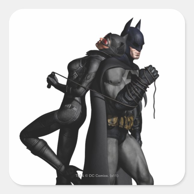 Batman Arkham City | Batman and Catwoman Square Sticker (Front)