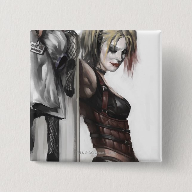 Batman Arkham City | Harley Quinn Illustration Pinback Button (Front)