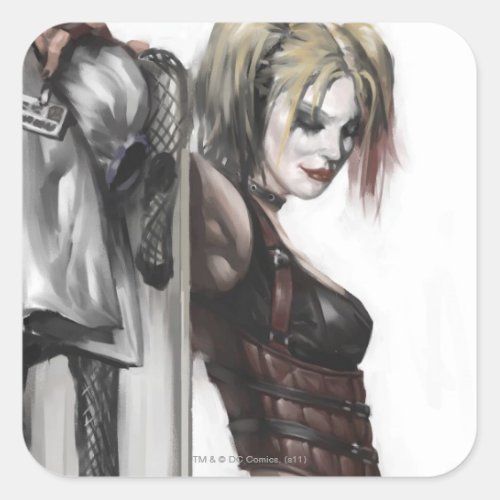 Batman Arkham City  Harley Quinn Illustration Square Sticker