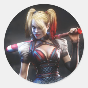 Batman Arkham Knight Harley Quinn with Bat Classic Round Sticker