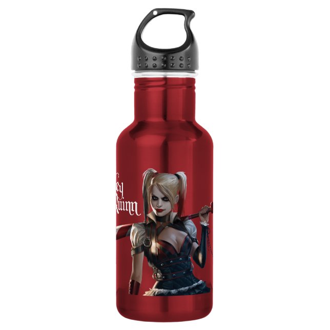 Batman Arkham Knight | Harley Quinn with Bat Water Bottle (Front)