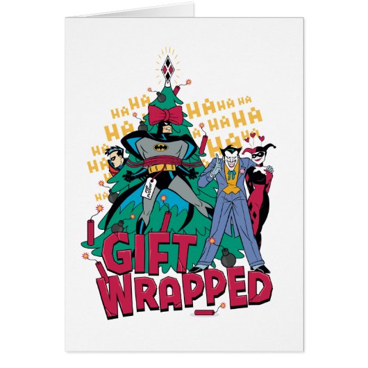 Batman | Batman & Robin Gift Wrapped To XMas Tree Cards (Front)