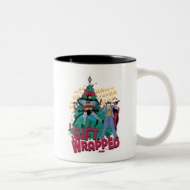 Batman | Batman & Robin Gift Wrapped To XMas Tree Two-Tone Coffee Mug (Right)