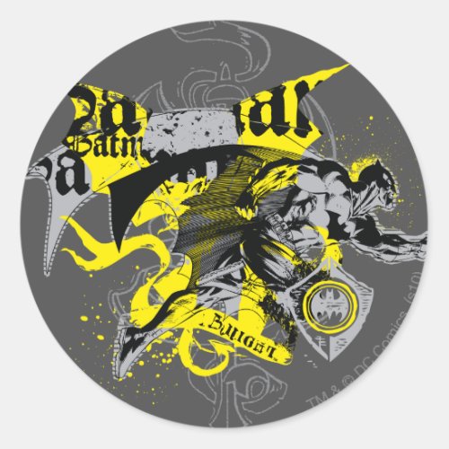 Batman Black and Yellow Collage Classic Round Sticker