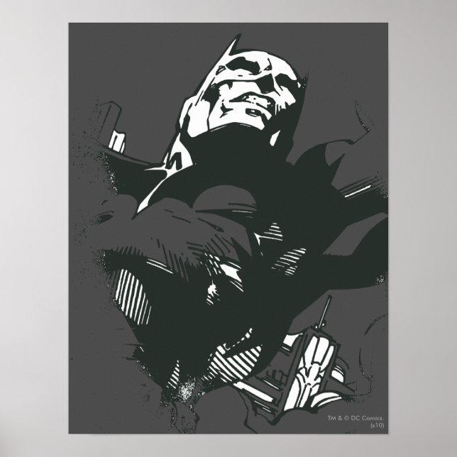 Batman Black & White Graffiti Stencil Poster (Front)
