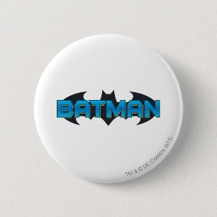 Batman Blue Name Logo Button
