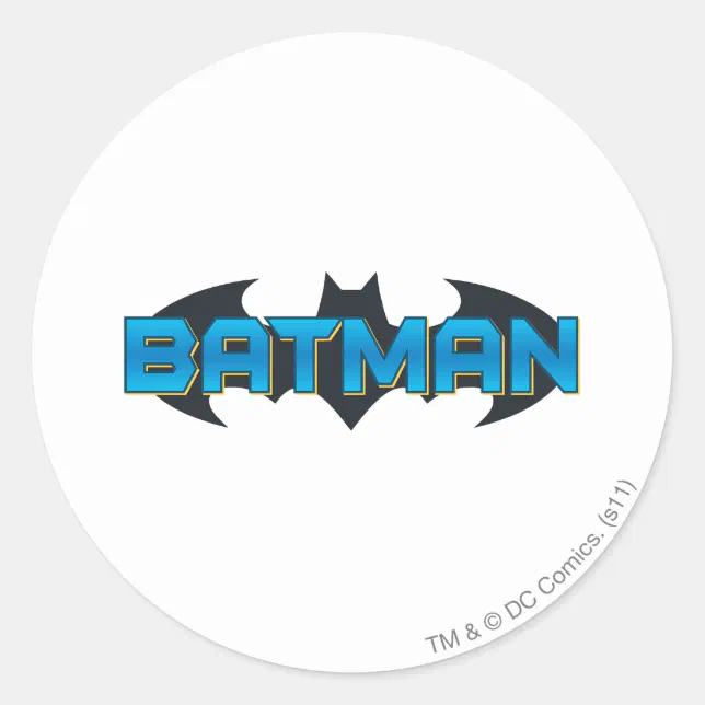 Batman | Blue Name Logo Classic Round Sticker | Zazzle