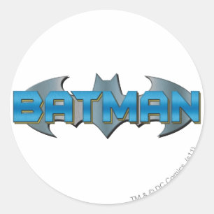 Batman Blue Name Logo Classic Round Sticker