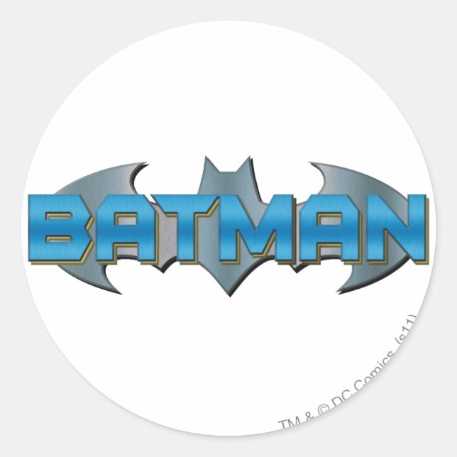 Batman | Blue Name Logo Classic Round Sticker (Front)