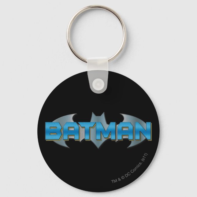 Batman | Blue Name Logo Keychain (Front)