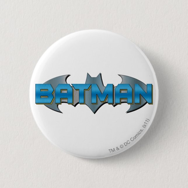Batman | Blue Name Logo Pinback Button (Front)