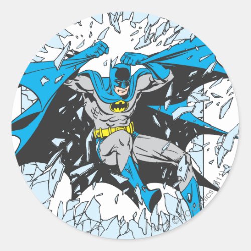 Batman Bursts Through Glass Classic Round Sticker