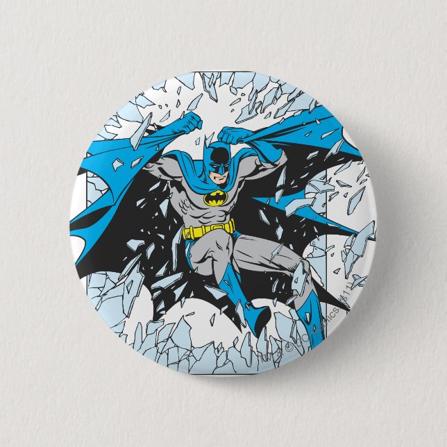 Batman Bursts Through Glass Pinback Button (Front)
