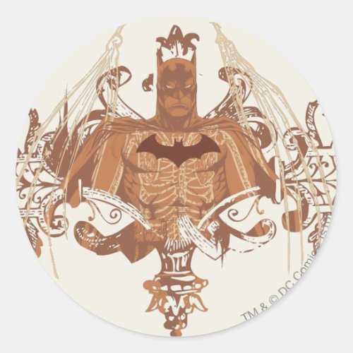 Batman Bust with Flourishes Classic Round Sticker