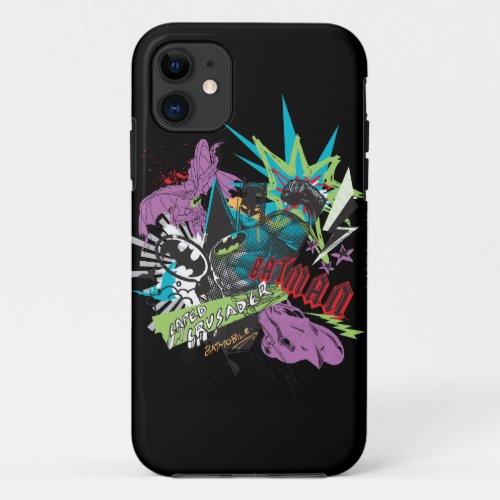 Batman Caped Crusader Neon Collage iPhone 11 Case
