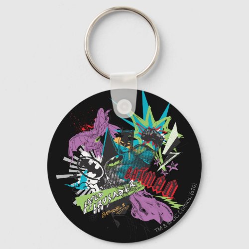 Batman Caped Crusader Neon Collage Keychain