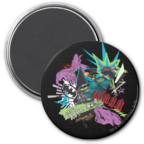 Batman Caped Crusader Neon Collage Magnet