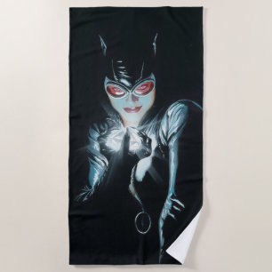 Batman Catwoman Faces of Evil Cover Illustration Beach Towel