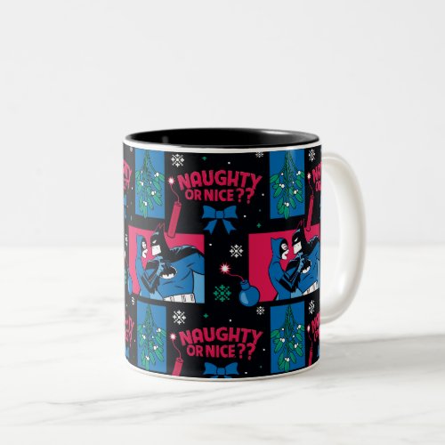 Batman  Catwoman Naughty Or Nice Pattern Two_Tone Coffee Mug