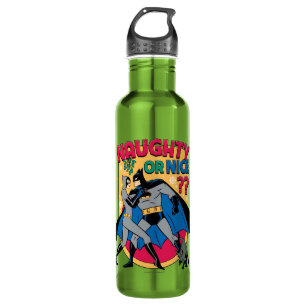 Batman   Catwoman Under Mistletoe Naughty Or Nice Stainless Steel Water Bottle