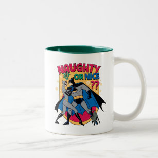 Batman   Catwoman Under Mistletoe Naughty Or Nice Two-Tone Coffee Mug