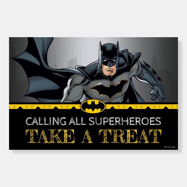 Batman | Chalkboard Birthday Take A Treat Sign (Front)