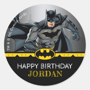 Batman   Chalkboard Happy Birthday Classic Round Sticker