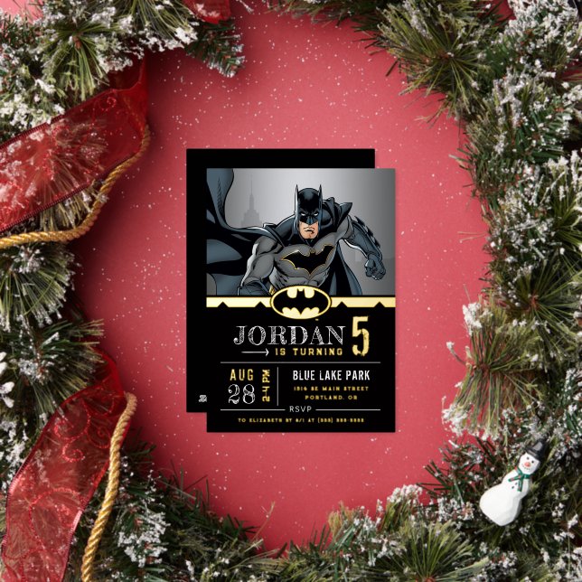 Batman | Chalkboard Happy Birthday Foil Invitation