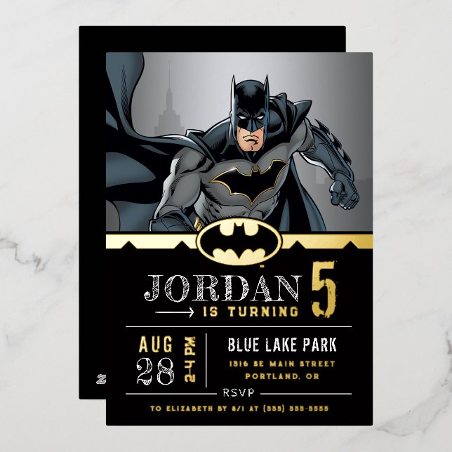 Batman | Chalkboard Happy Birthday Foil Invitation