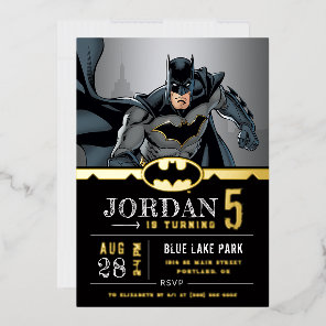 Batman | Chalkboard Happy Birthday Foil Invitation