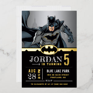 Batman   Chalkboard Happy Birthday Foil Invitation