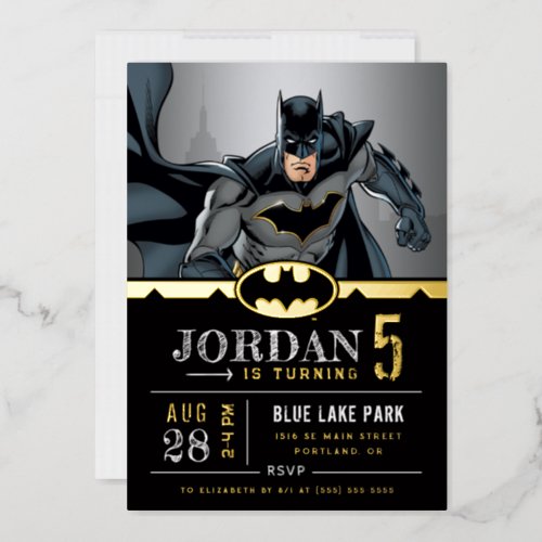 Batman  Chalkboard Happy Birthday Foil Invitation