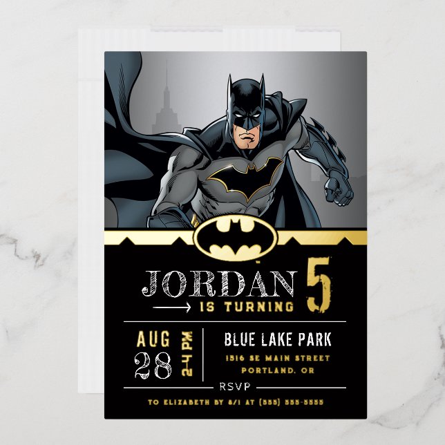 Batman | Chalkboard Happy Birthday Foil Invitation (Envelope)