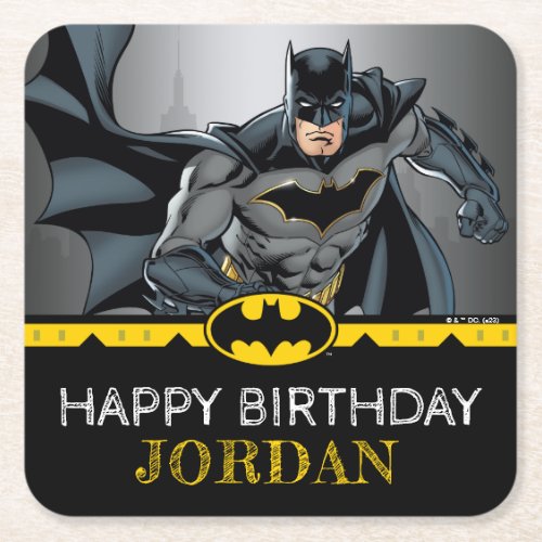 Batman  Chalkboard Happy Birthday Square Paper Coaster