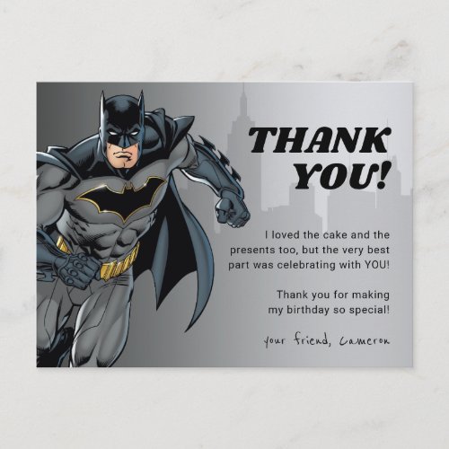 Batman  Chalkboard Happy Birthday Thank You Postcard