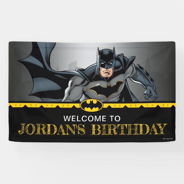 Batman | Chalkboard Happy Birthday Welcome Banner (Horizontal)