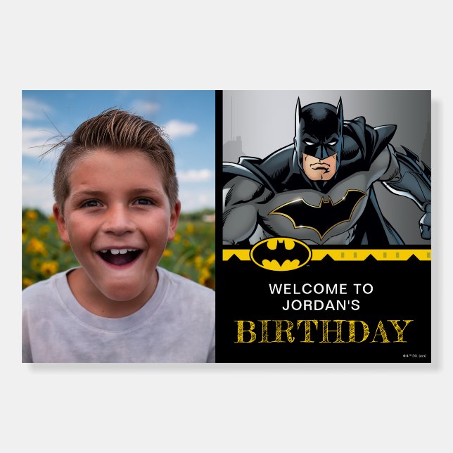 Batman | Chalkboard Happy Birthday Welcome Photo Foam Board (Front)