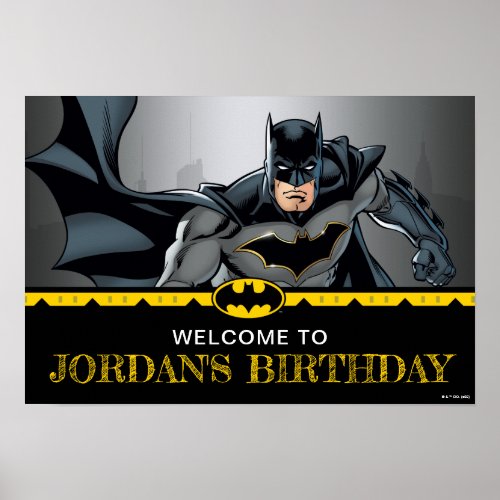 Batman  Chalkboard Happy Birthday Welcome Poster