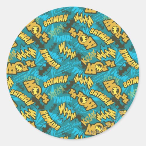 Batman Comic Capers Pattern 1 Classic Round Sticker