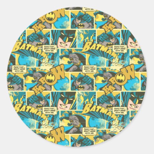 Batman Comic Capers Pattern 2 Classic Round Sticker