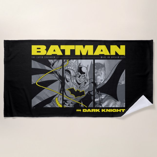 Batman Comic Tri-Panel Graphic Beach Towel (Front)