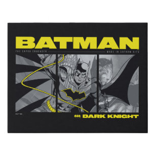 Batman Comic Tri-Panel Graphic Faux Canvas Print