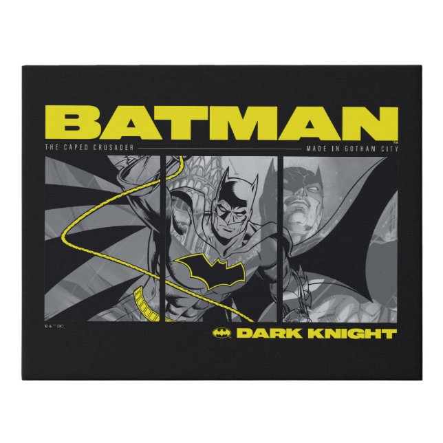 Batman Comic Tri-Panel Graphic Faux Canvas Print (Front)