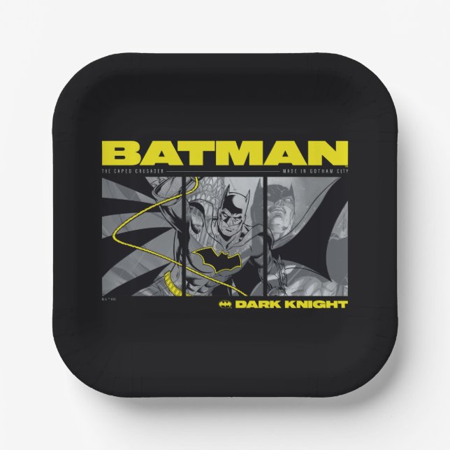 Batman Comic Tri-Panel Graphic Paper Plates (Front)