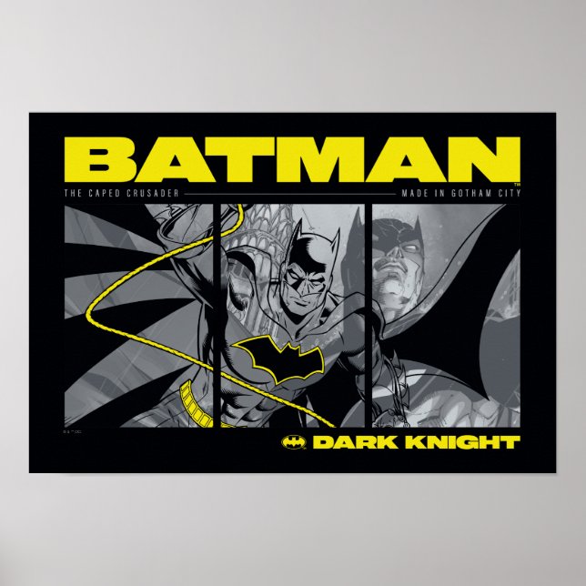 Batman Comic Tri-Panel Graphic Poster (Front)