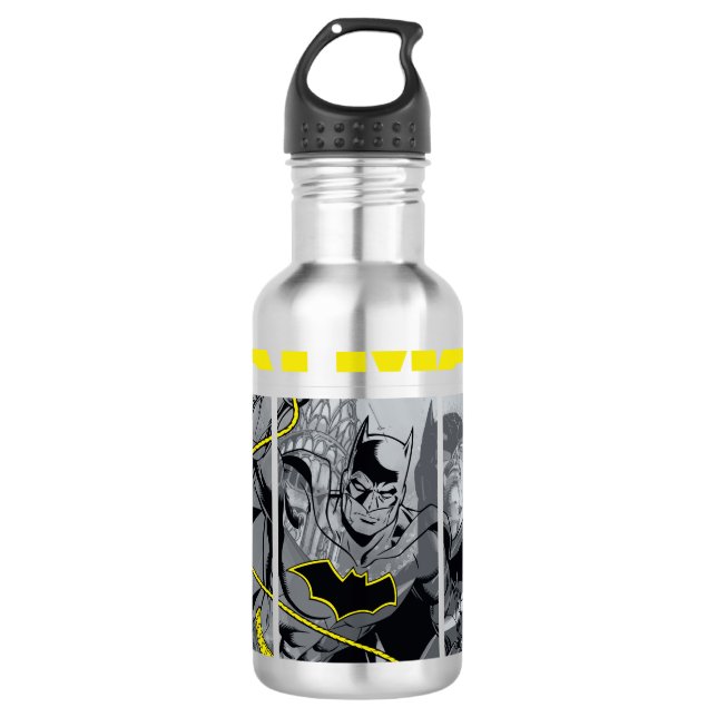 Batman Comic Tri-Panel Graphic Stainless Steel Water Bottle (Front)