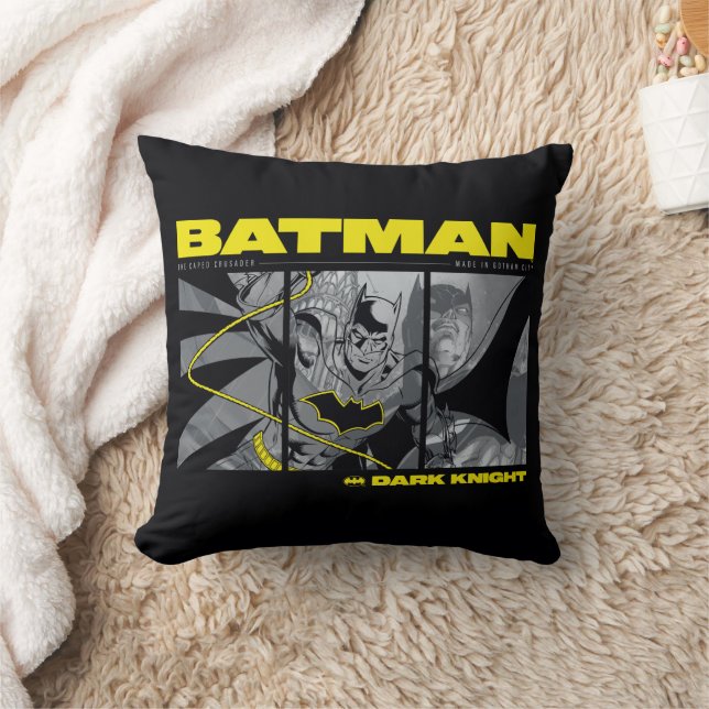 Batman Comic Tri-Panel Graphic Throw Pillow (Blanket)