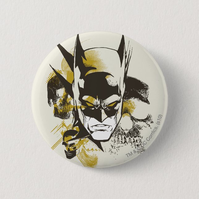 Batman Cowl and Skulls Pinback Button (Front)