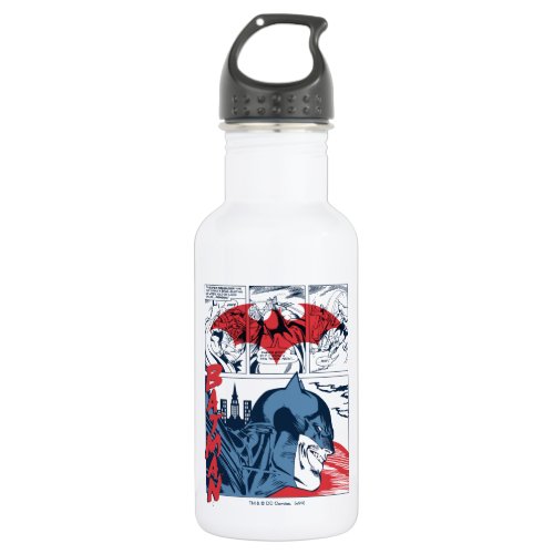 Batman Crime Fighting Comic Book Page Stainless Steel Water Bottle