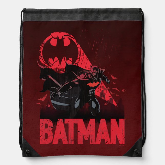 Batman Crimson Bat Signal Drawstring Bag (Front)